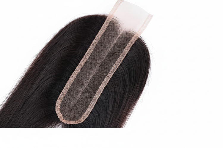 Enhanced straight hair closure close-up