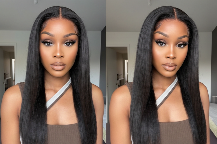 Enhanced straight wig collage