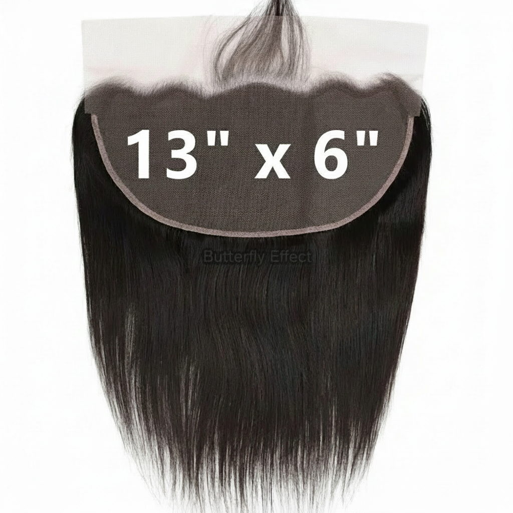 13x6 black straight lace frontal with Butterfly Effect branding