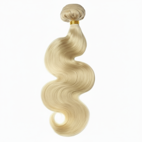 Blonde body wave hair bundle with gold band