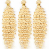 Blonde curly hair bundles with gold bands