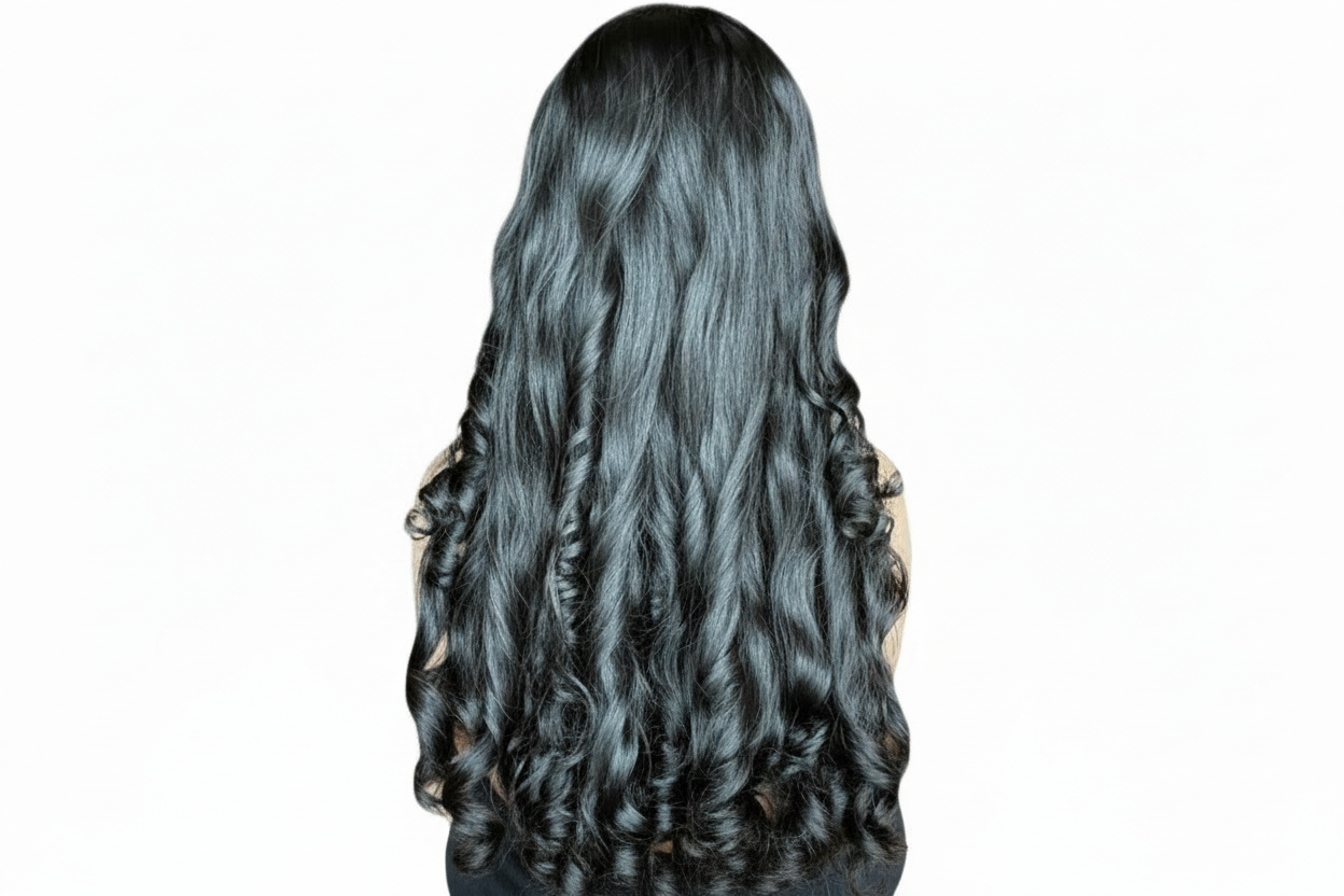 Deep wave wig without chair on white background