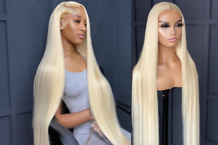 Denoised blonde straight wig
