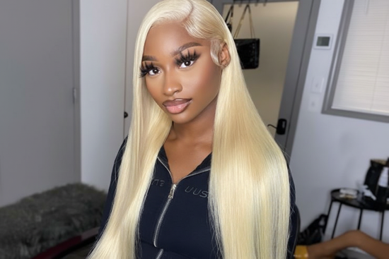 Denoised blonde straight wig