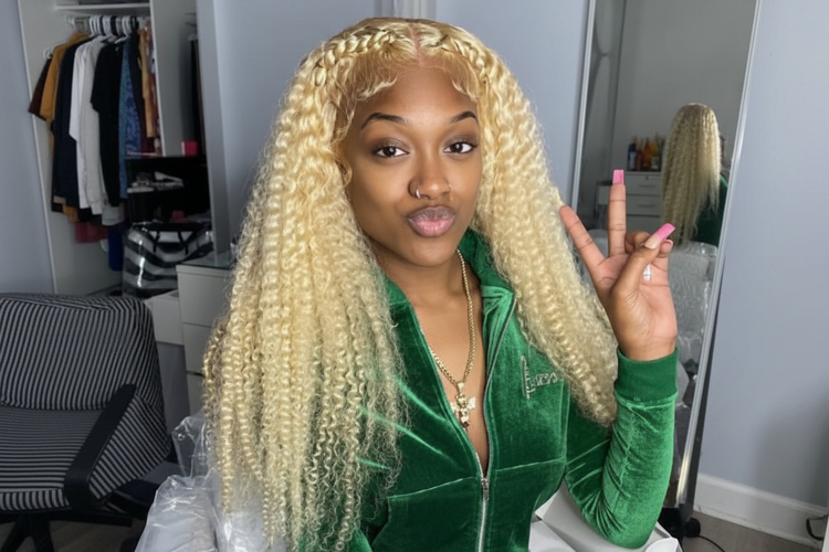 Enhanced blonde kinky curly wig