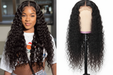 Enhanced deep wave curly wig collage