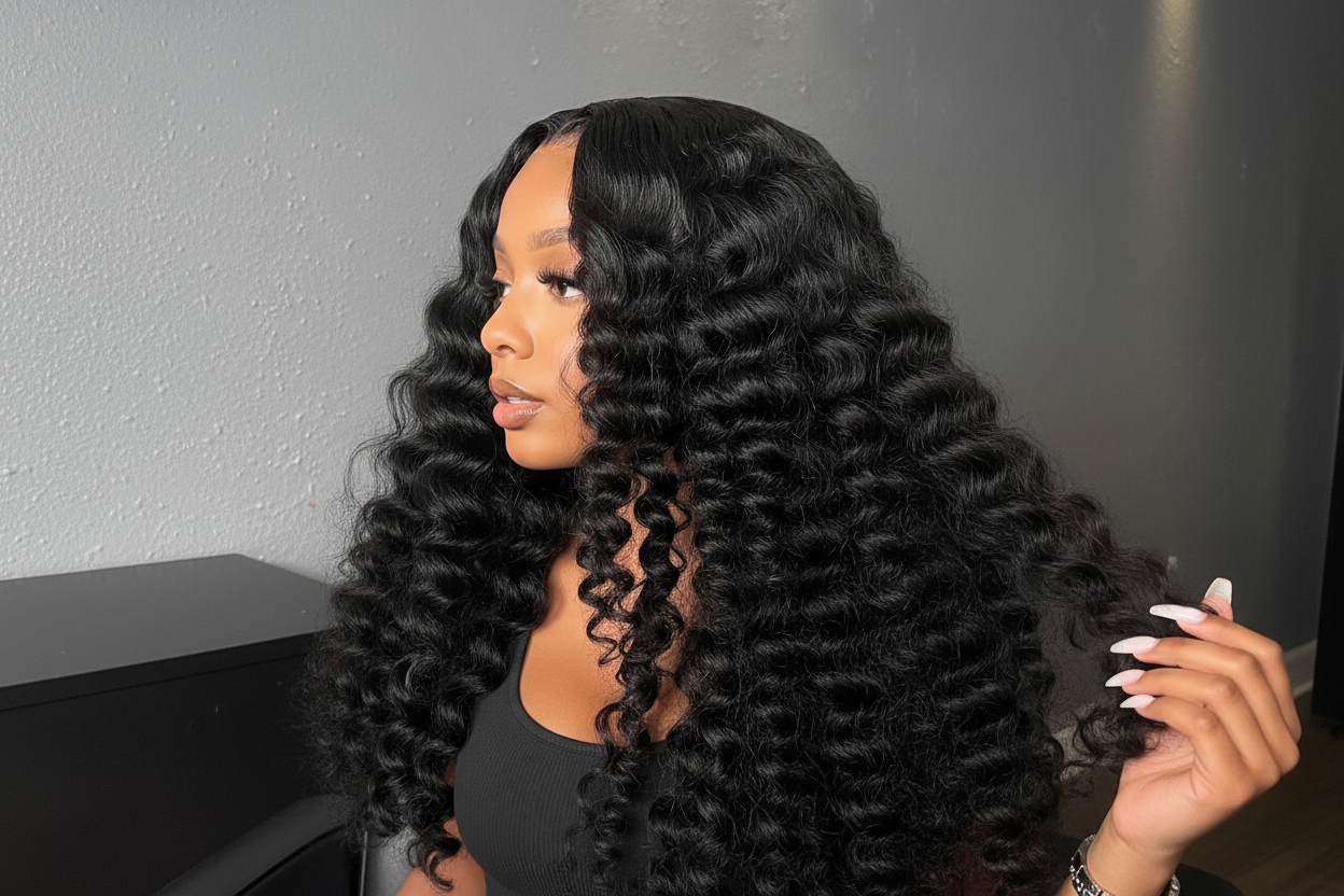 Enhanced deep wave hair extension image