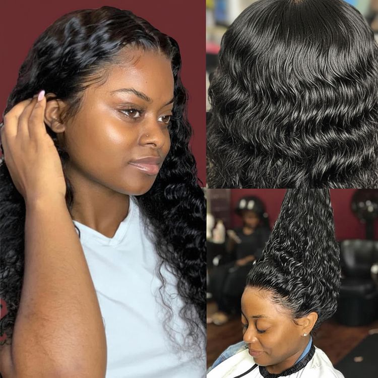 Enhanced Deep Wave Wig Styling Collage