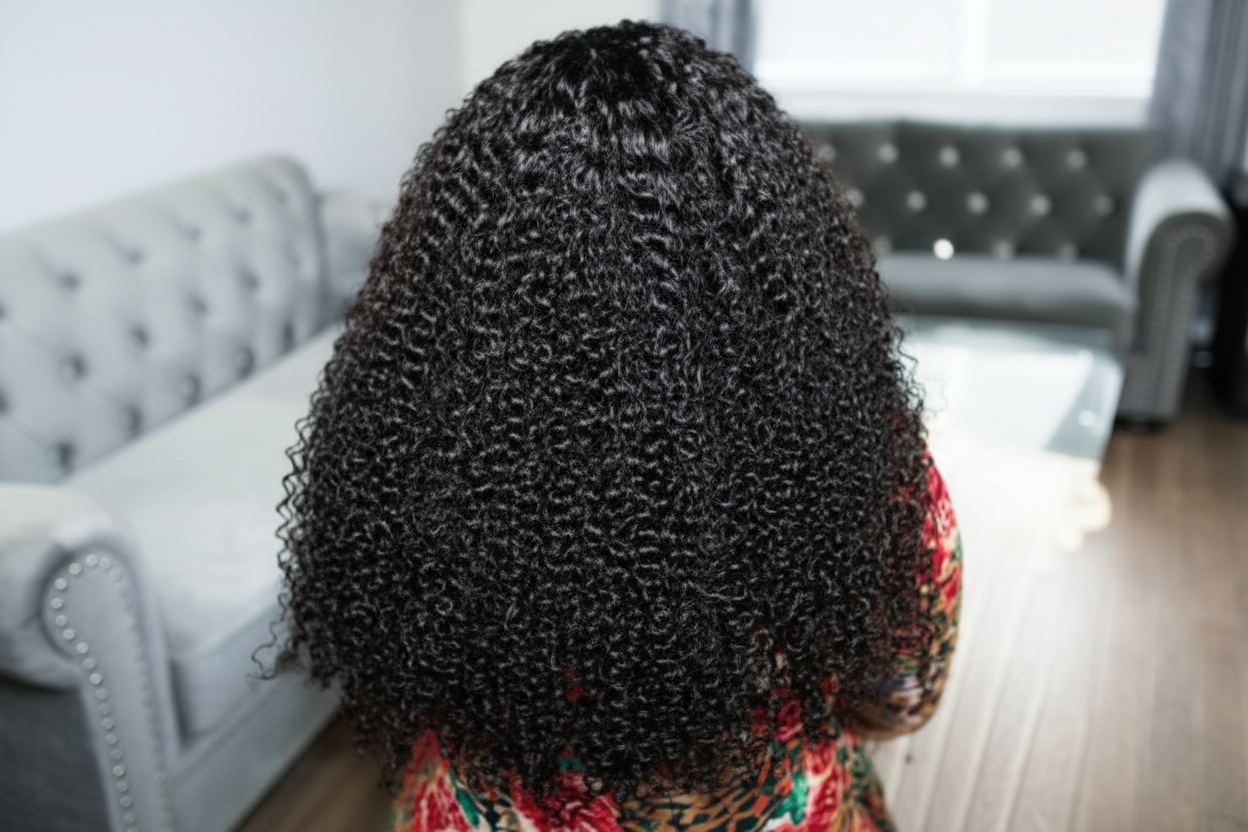 Enhanced kinky curly wig back view