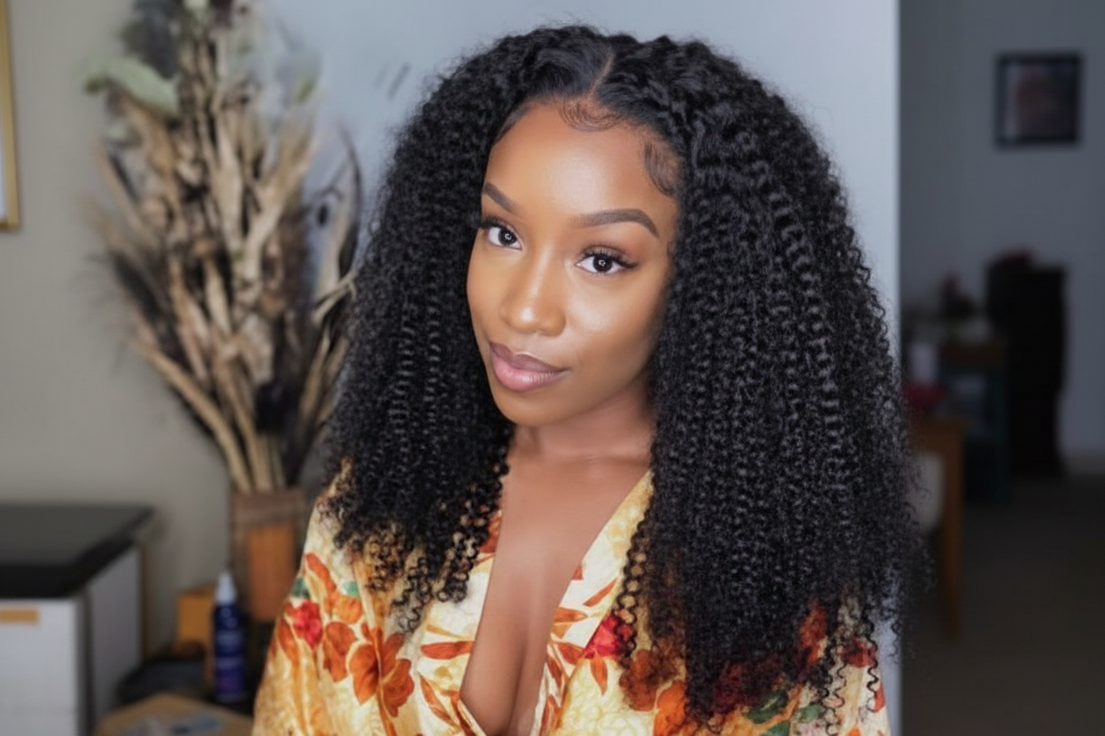 Enhanced kinky curly wig front view