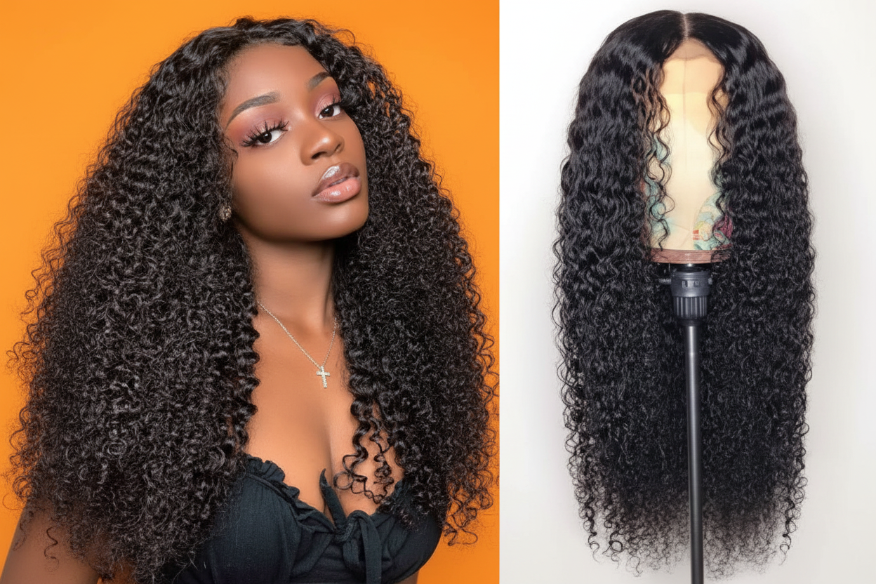 Enhanced kinky curly wig with improved clarity