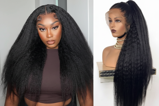 Enhanced kinky straight wig collage