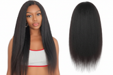 Enhanced kinky straight wig front and back