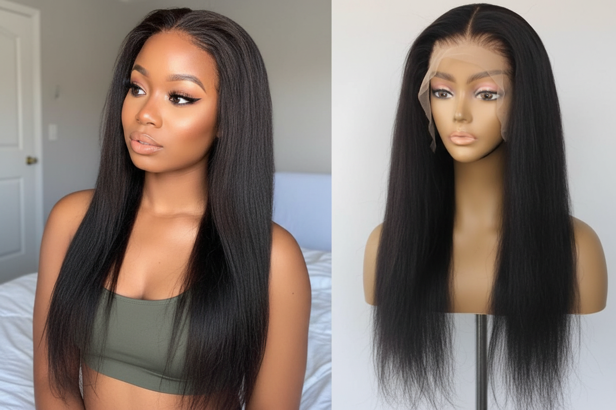Enhanced straight wig collage