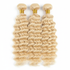 Enhanced three blonde deep wave hair bundles with gold bands