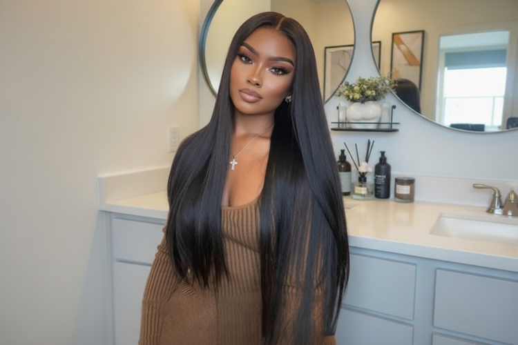 Enhanced yaki straight wig with improved clarity