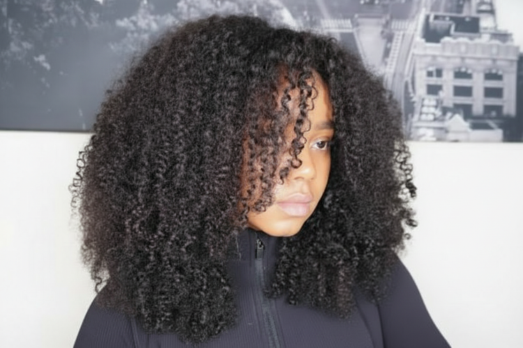 Kinky curly wig with clean background