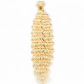 Single blonde curly hair bundle with gold band