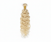 Single blonde curly hair bundle with gold band
