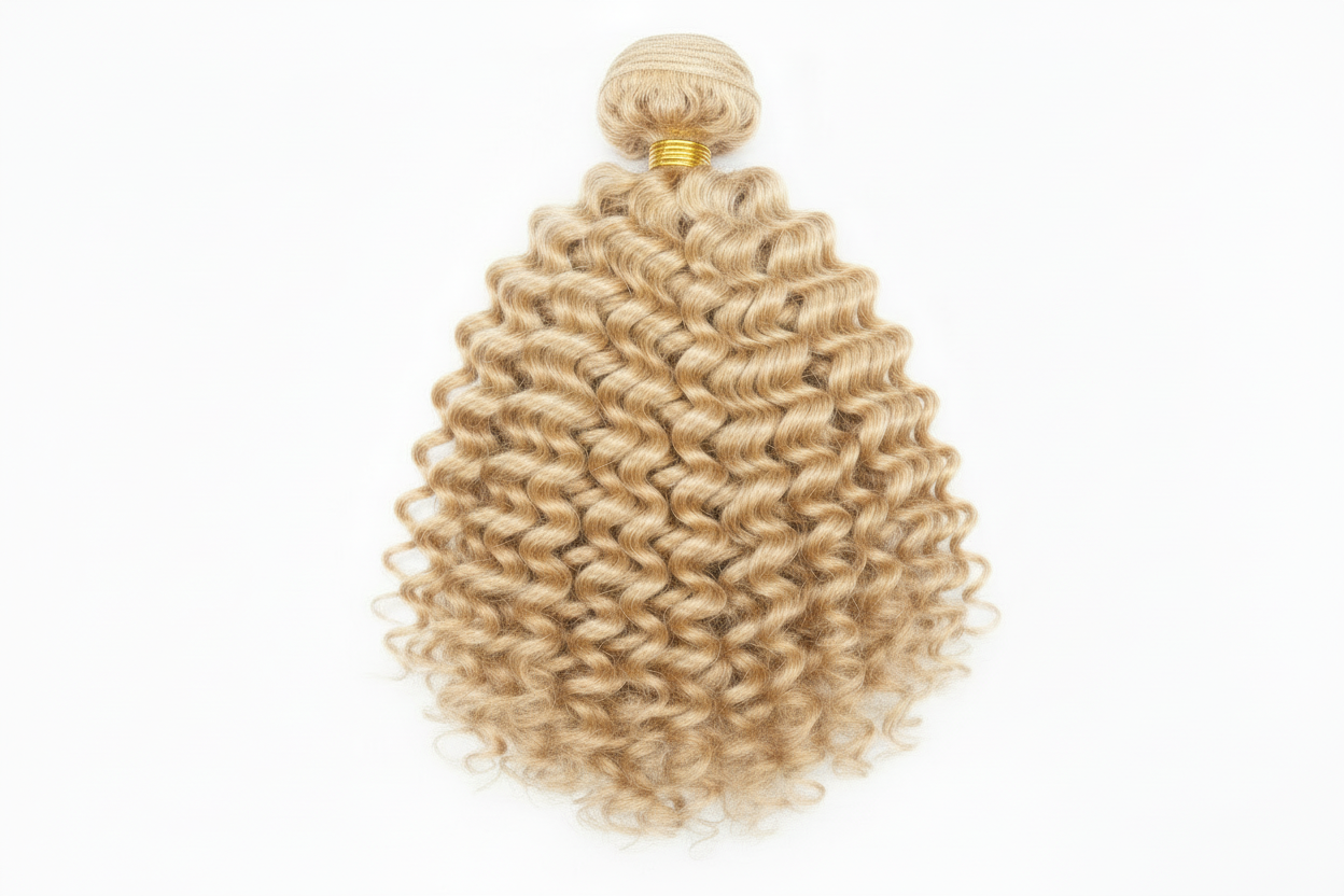 Warm 613 blonde curly hair bundle with gold band